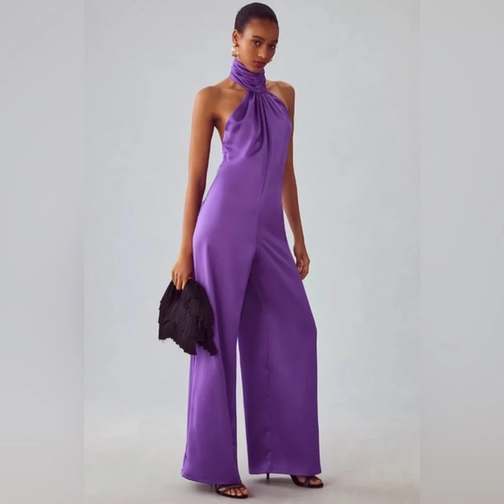 NWT Anthropologie Katie May Robbie Purple Open Back Jumpsuit Small - Picture 1 of 6